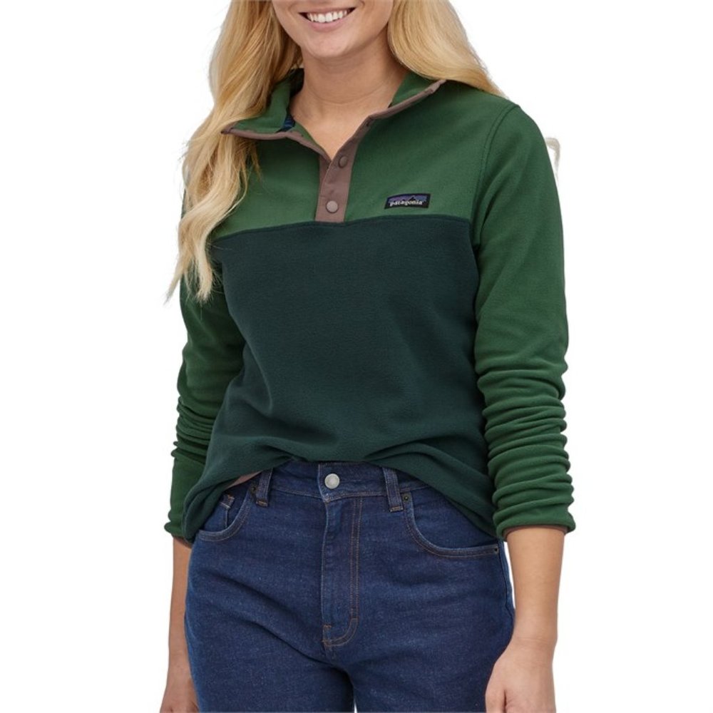 Patagonia Micro Snap T Fleece - Green/Navy Blue- Size L